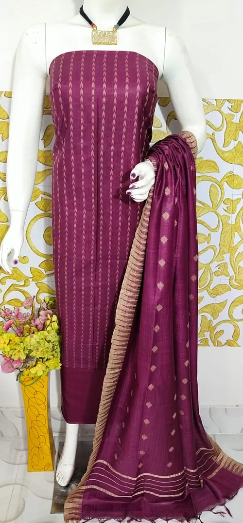 Katan Salab Weaving Design Suit – Premium Silk-Feel Unstitched Ethnic Set